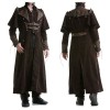 Punk Mens Gothic Steampunk Coat Brown Vtg Regency Highwayman 